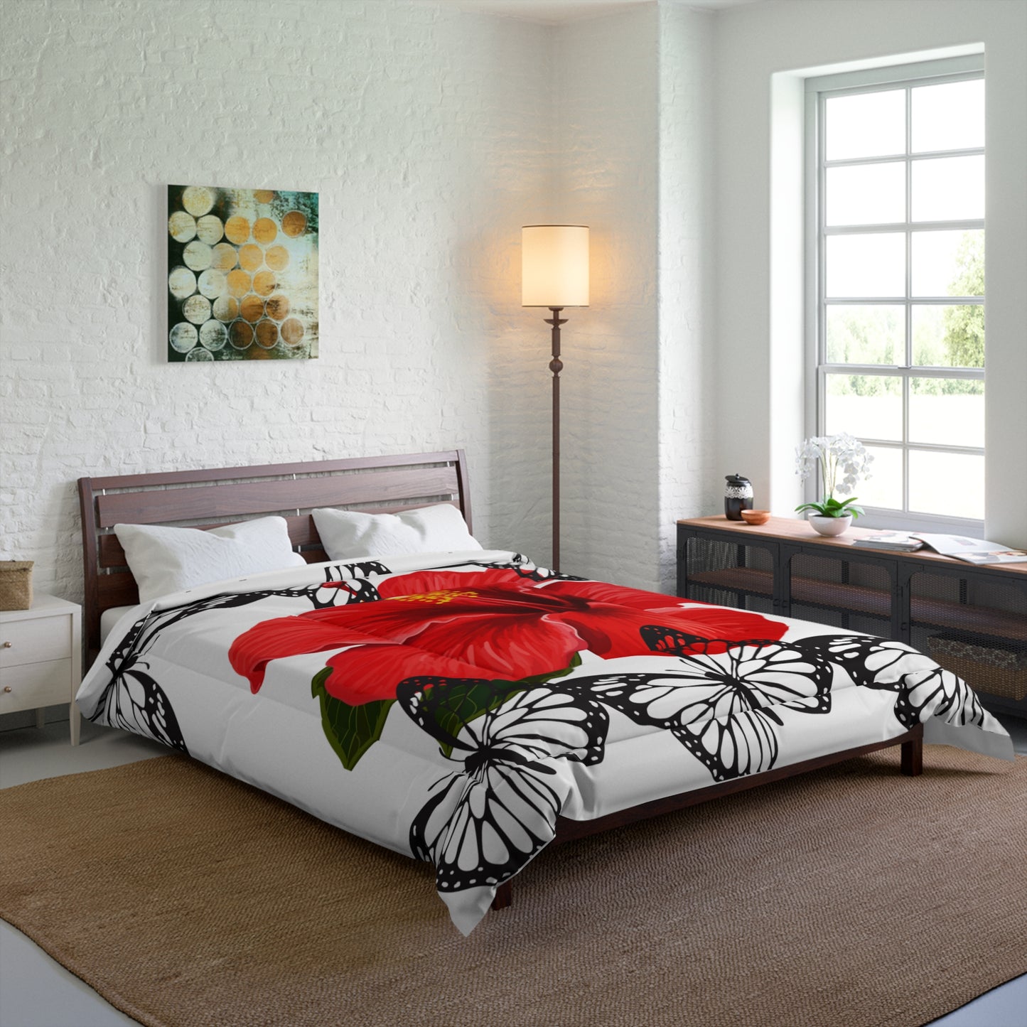 Ultimate comfort doona blanket with Kaute flowers and with butterfly edges