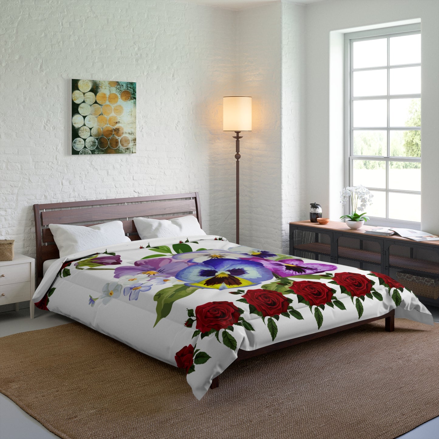 The Ultimate Doona blanket Comforter purple flowers and rose edges